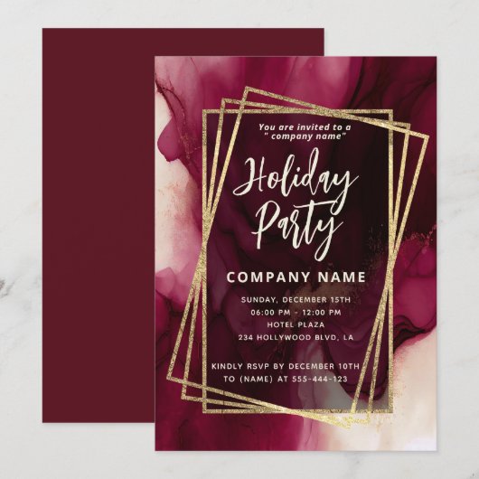 Cool bordeauxrood Abstracte waterverf inkt geometr Kaart (Voorkant / Achterkant)