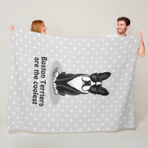 Cool Boston Terrier Dog (zwart) met zonnebril Fleece Deken
