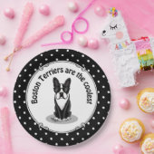 Cool Boston Terrier Dog (zwart) met zonnebril Papieren Bordje (Feest)