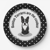 Cool Boston Terrier Dog (zwart) met zonnebril Papieren Bordje (Voorkant)