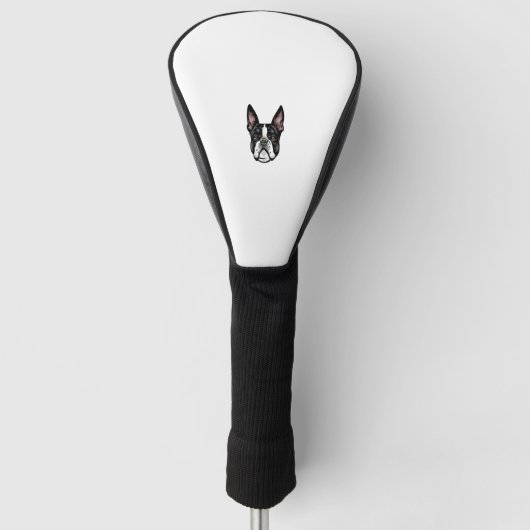 Cool Boston Terrier Face Golfheadcover (Voorkant)