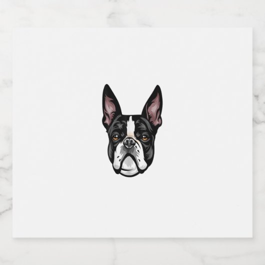 Cool Boston Terrier Face Sparkling Wijnetiket (Enkel label)