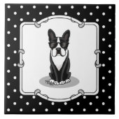 Cool Boston Terrier met zonnebril (zwart) Tegeltje (Voorkant)