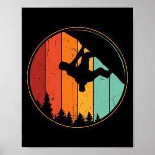 Cool Boulderen Retro Mannen Klimmen Vintage Poster
