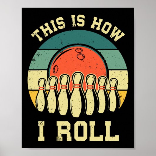 Cool Bowling Art voor mannen Bowler Track Bowlin Poster (Voorkant)