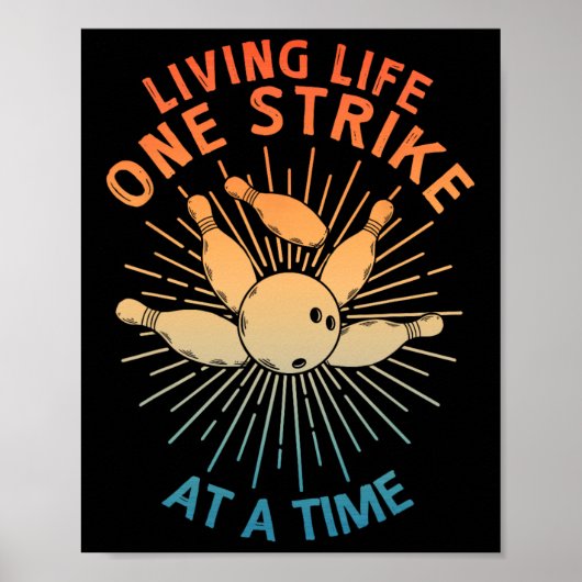 Cool Bowling Art voor mannen vrouwen Kinder Strike Poster (Voorkant)
