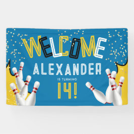 Cool Bowling Blauwe Strike Verjaardagsfeest Welkom Spandoek