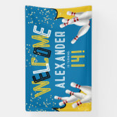 Cool Bowling Blauwe Strike Verjaardagsfeest Welkom Spandoek (Verticaal)