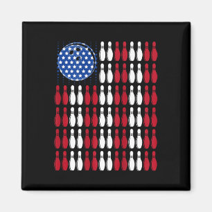 Cool Bowling Bowler Mannen Dames Team American Fla Magneet