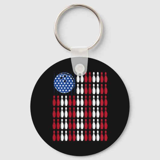 Cool Bowling Bowler Mannen Dames Team American Fla Sleutelhanger (Voorkant)
