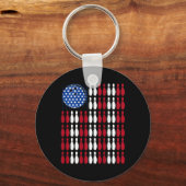 Cool Bowling Bowler Mannen Dames Team American Fla Sleutelhanger (Voorkant)