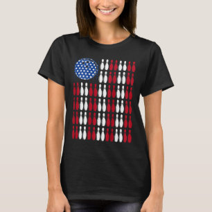 Cool Bowling Bowler Mannen Dames Team American Fla T-shirt