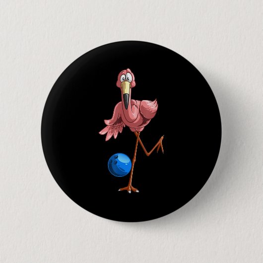 Cool Bowling Flamingo Fun Shorevogels Lover Player Ronde Button 5,7 Cm (Voorkant)