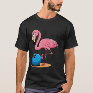 Cool Bowling Flamingo Funny Shorebird Lover Playe T-shirt