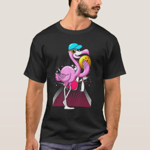 Cool Bowling Flamingo Shorebird Player T-shirt