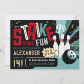 Cool Bowling Laten we rood zwart sport feest Kaart (Voorkant)