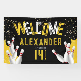 Cool Bowling Zwart en Geel Strike Feest Welkom Spandoek