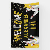 Cool Bowling Zwart en geel Strike Party Welkom Spandoek (Verticaal)