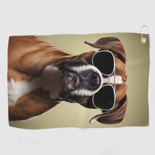 Cool Boxer Dog Golfhanddoek (Horizontaal)