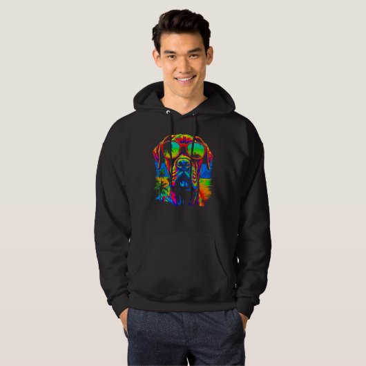 Cool Boxer Dog Pop Art Hoodie (Voorkant volledig)