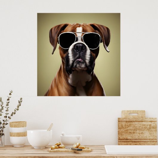 Cool Boxer Dog Poster (Keuken)
