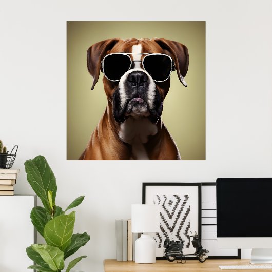 Cool Boxer Dog Poster (Thuiskantoor)