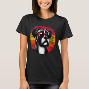 Cool Boxer Dog Retro Sunset Zonnebril 70s T-shirt