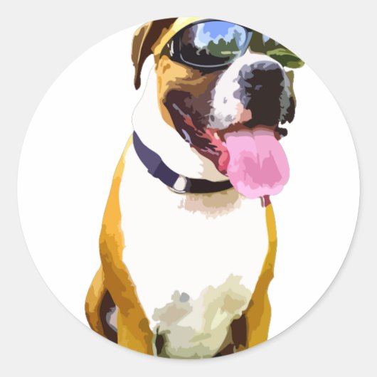 Cool Boxer Dog Ronde Sticker (Voorkant)