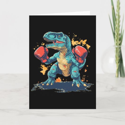 Cool Boxing Gloves With Dinosaur  Kaart (Voorkant)