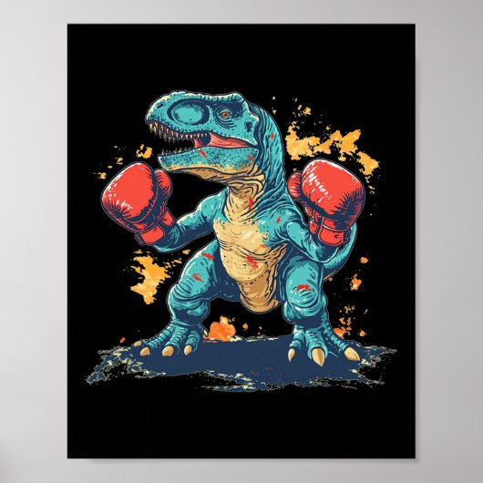 Cool Boxing Gloves With Dinosaur  Poster (Voorkant)