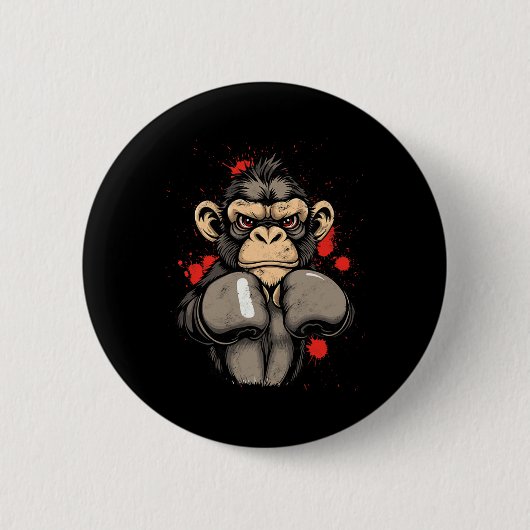 Cool Boxing Monkey - Kostuum Ronde Button 5,7 Cm (Voorkant)