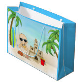Cool Boy Beach Baby met zandkasteel en surfplank Groot Cadeauzakje (Voorkant Gekanteld)