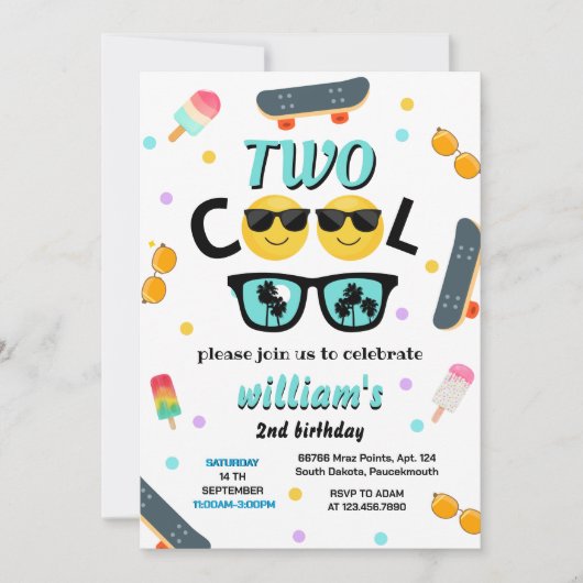 Cool Boy Leuke Zomer Sweet Twee Cool 2e Verjaardag Kaart (Voorkant)