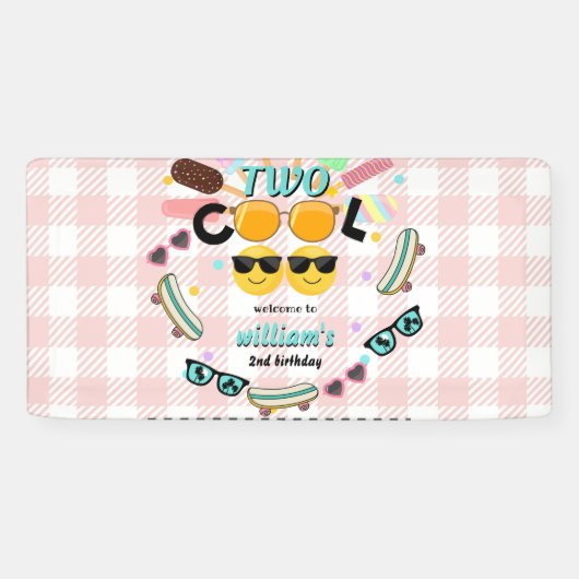 Cool Boy Leuke Zomer Sweet Twee Cool 2e Verjaardag Spandoek (Horizontaal)