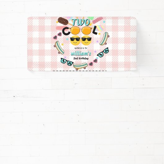 Cool Boy Leuke Zomer Sweet Twee Cool 2e Verjaardag Spandoek (Insitu)