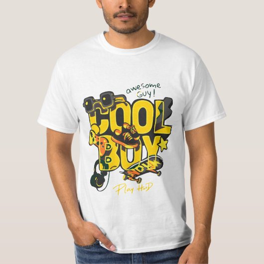 Cool Boy Typografie met stijlvolle iconen van Hobb T-shirt (Voorkant)