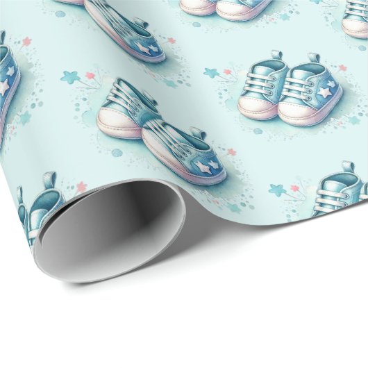 Cool boys baby shower tegelschoenen cadeaupapier (Rol Hoek)