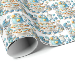 Cool boys betegeld baby shower patroon cadeaupapier