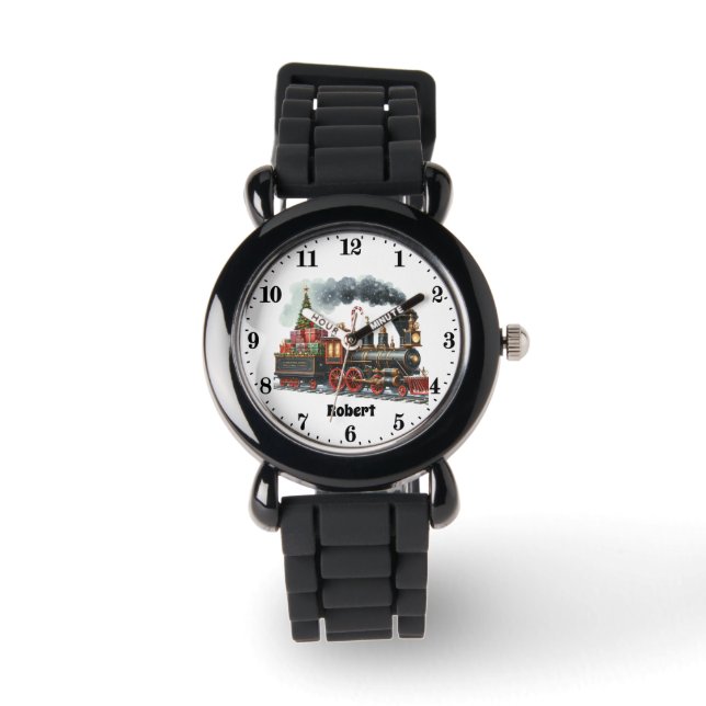 Cool boys Christmas trein naam toevoegen Horloge (Voorkant)