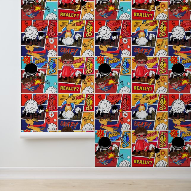 Cool boys comic pop betegeld behang (Applicatie)