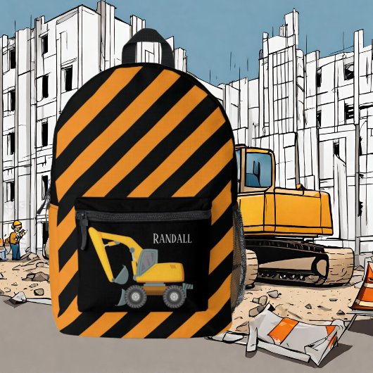 Cool boys Construction digger truck voeg naam toe Bedrukte Rugzak