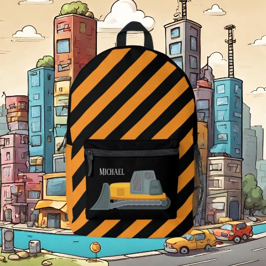 Cool boys Construction digger truck voeg naam toe Bedrukte Rugzak