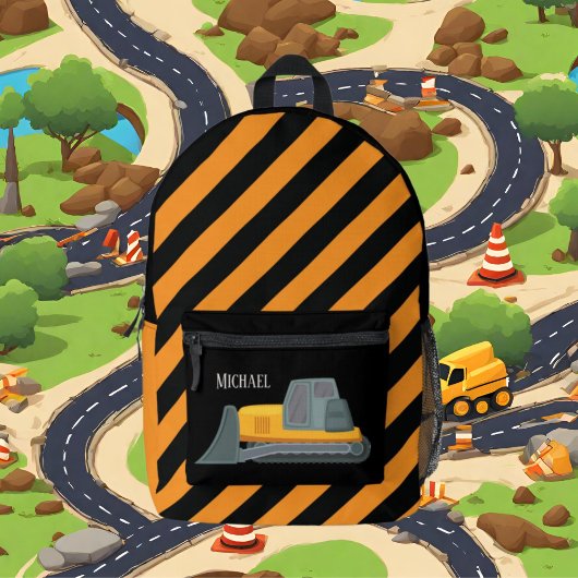 Cool boys Construction digger truck voeg naam toe Bedrukte Rugzak