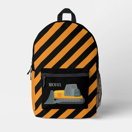 Cool boys Construction digger truck voeg naam toe Bedrukte Rugzak (Voorkant)