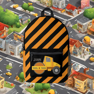 Cool boys Construction paver truck voeg naam toe Bedrukte Rugzak