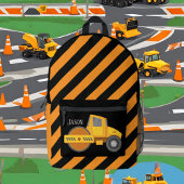 Cool boys Construction paver truck voeg naam toe Bedrukte Rugzak