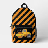 Cool boys Construction paver truck voeg naam toe Bedrukte Rugzak (Voorkant)