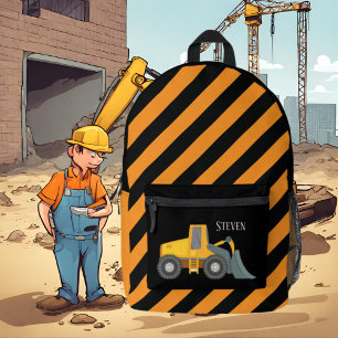Cool boys Construction shovel truck voeg naam toe Bedrukte Rugzak