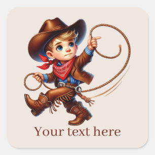 Cool boys Cowboy tekst toevoegen Vierkante Sticker