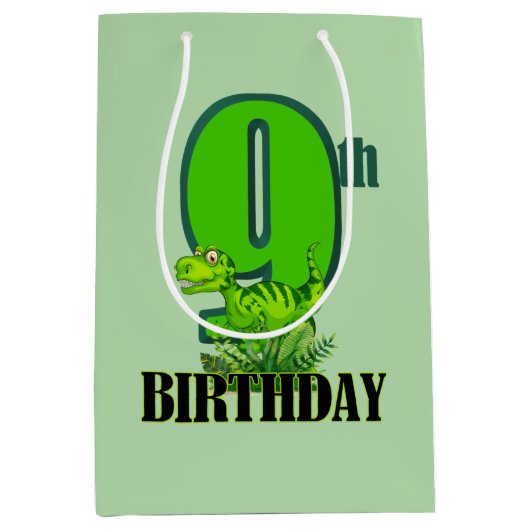 Cool boys dinosaurus feest 9e medium cadeauzakje (Voorkant)